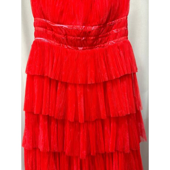 Hutch Evi Strapless Plissé Gown Red Romantic Floral Size 14 W Plus NWT Gorgeous - Picture 5 of 12